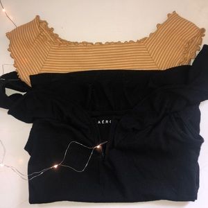 2 off the shoulder short sleeve shirts